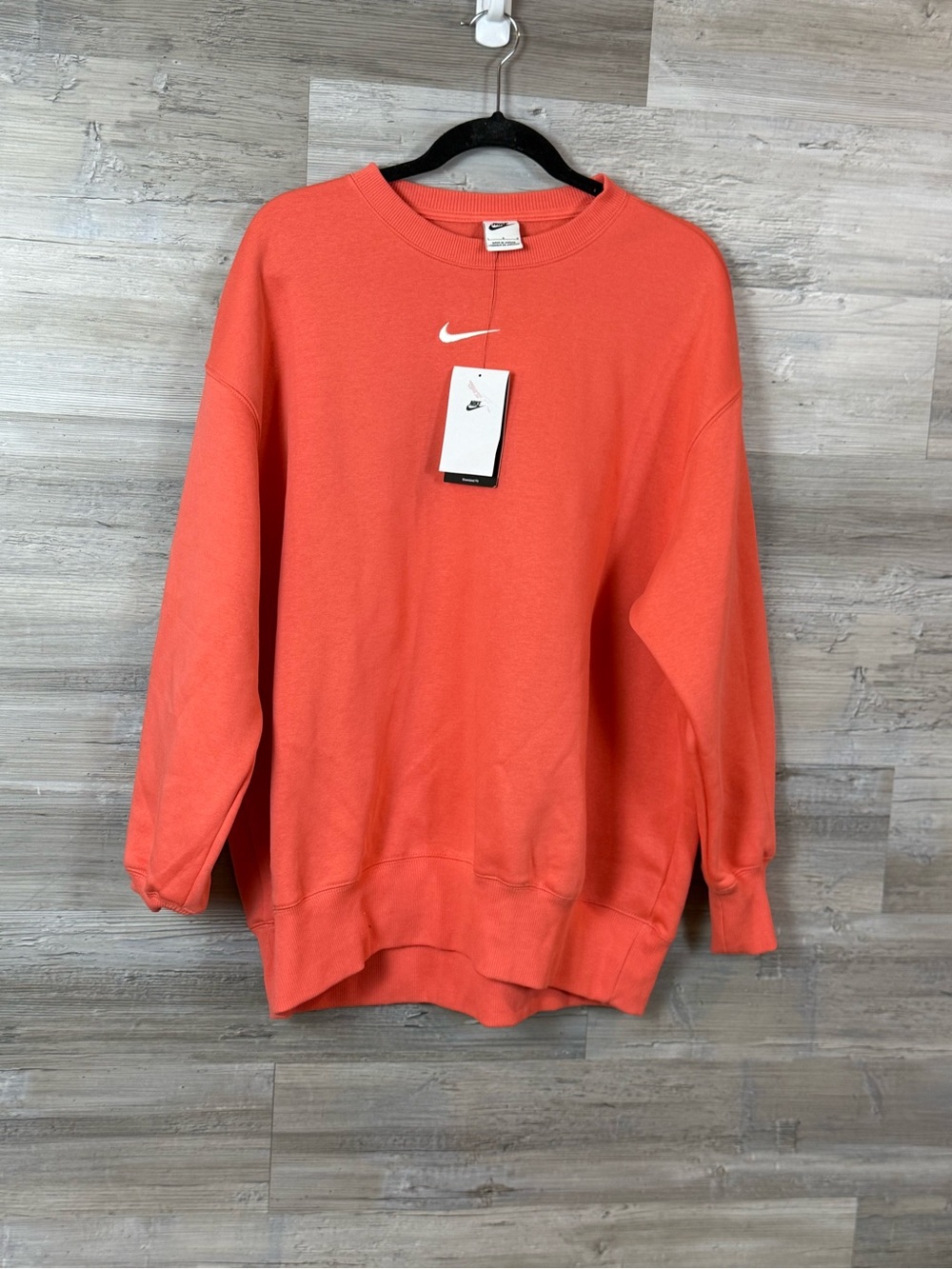 NWT Nike Phoenix Fleece Center Swoosh Crewneck Sweatshirt Peach
